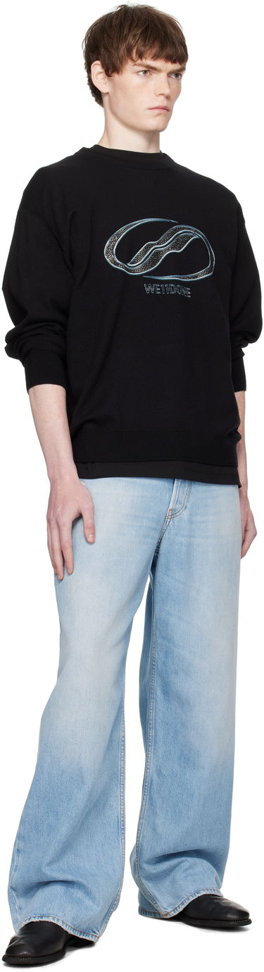 Sweater We11done We11done Logo Rhinestone Knit Pullover Svart | WD-KO2-25-652-U-BK, 3