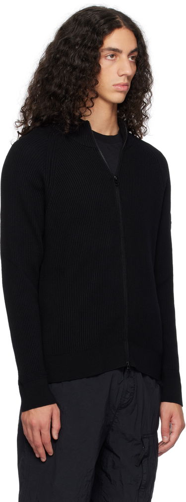 Sweater Stone Island Full Rib RWS Wool Zip-Up Jacket Svart | 8115519C2, 1