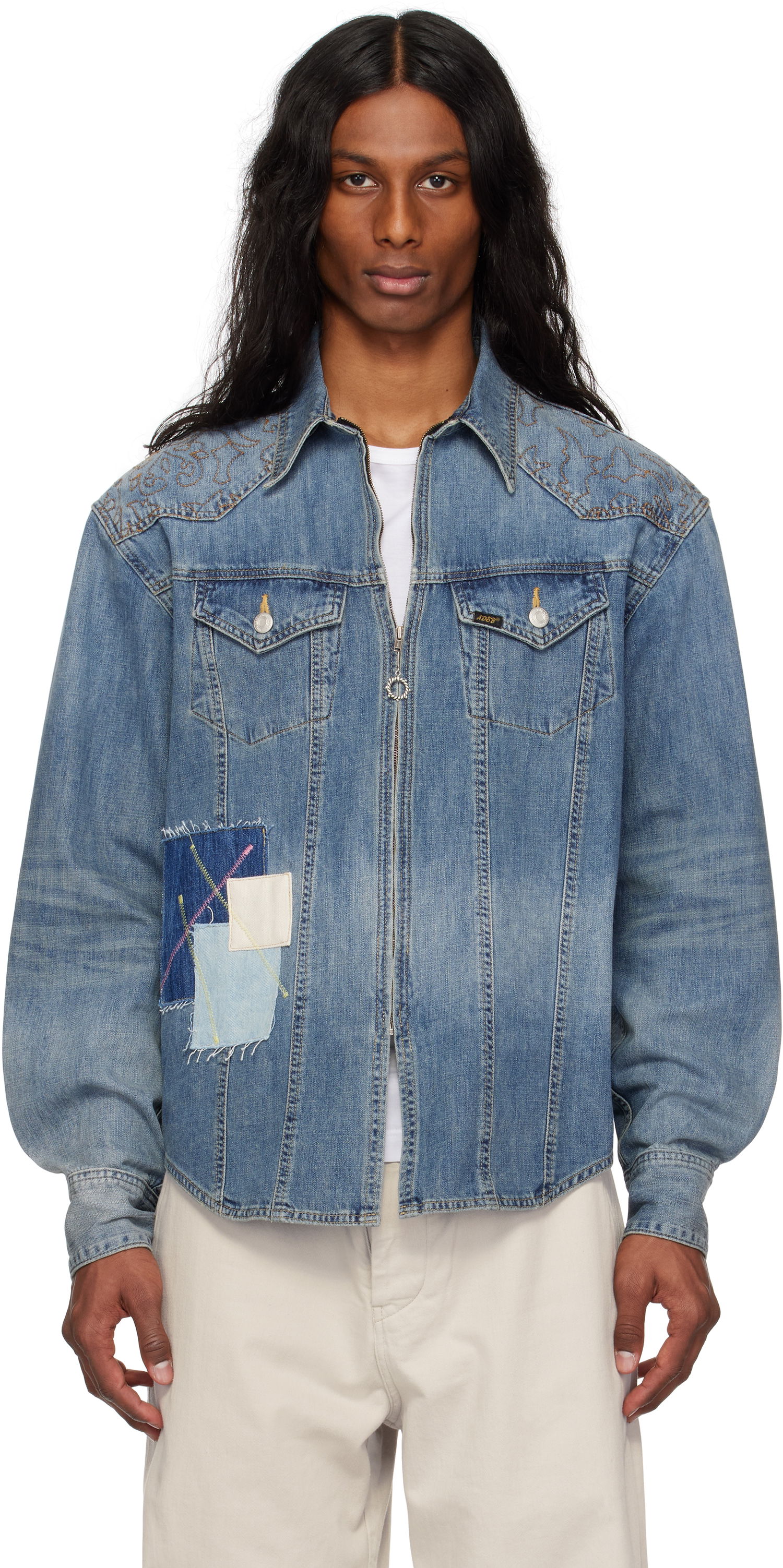 Jacka Andersson Bell Andersson Bell Embroidered Patchwork Denim Jacket Blå | atb1273m, 0