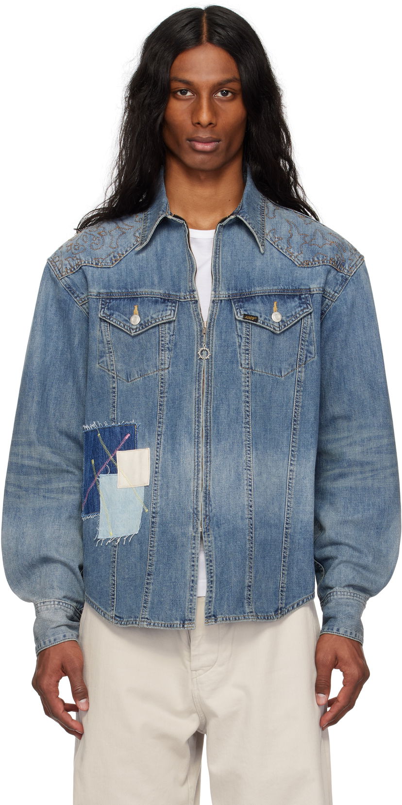 Jacka Andersson Bell Andersson Bell Embroidered Patchwork Denim Jacket Blå | atb1273m