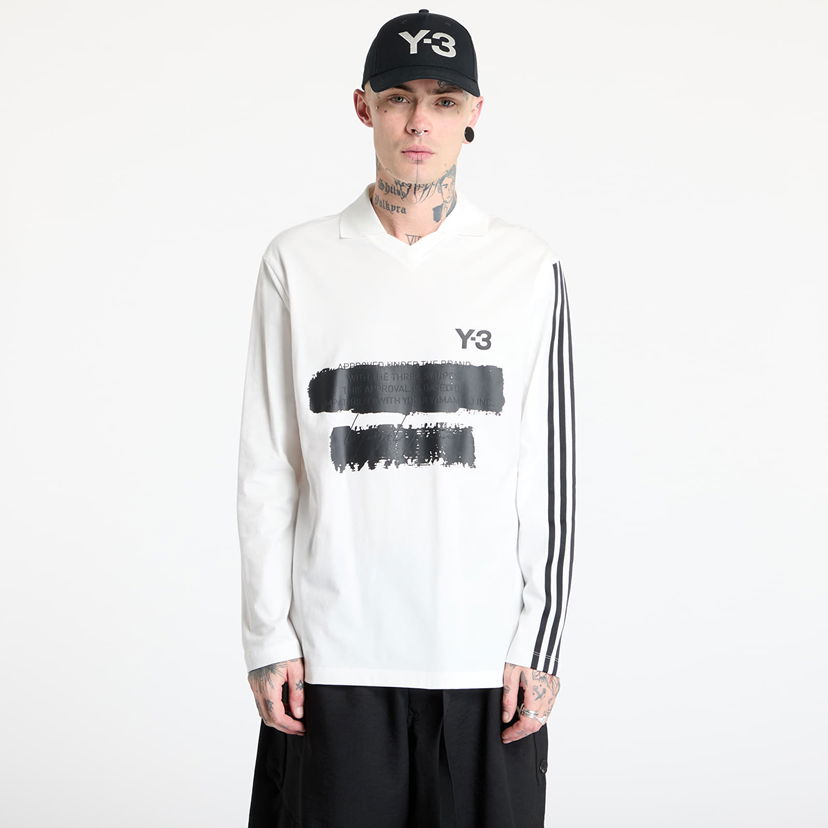 Polotröja Y-3 Graphic Logo Long Sleeve Top Vit | JM3233