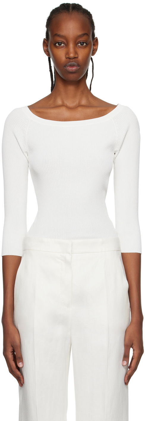 Linne Max Mara Max Mara Saturno Long Sleeve T-Shirt Vit | 2313610632600 MM12121