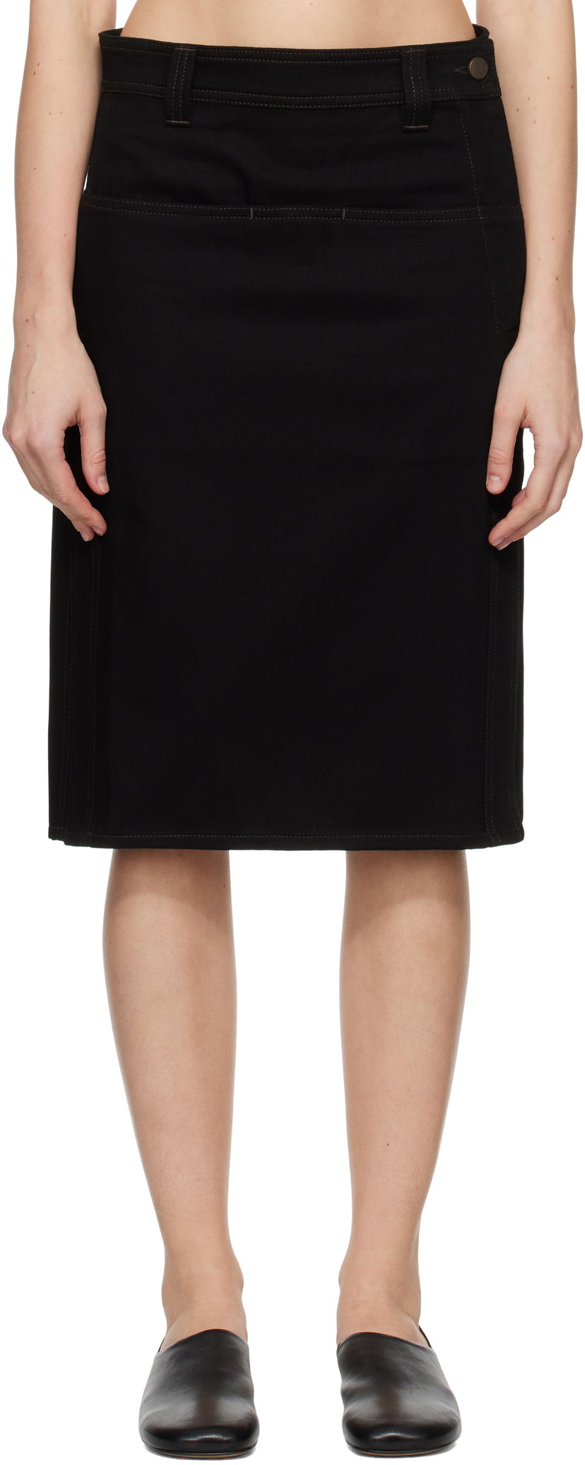 Kjol LEMAIRE Straight Denim Midi Skirt Svart | SK1040 LD1004