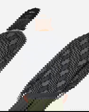 Sweater Awake NY Wavy Jacquard Mohair Cardigan Svart | AWK-SP23-KN001  CHA, 3