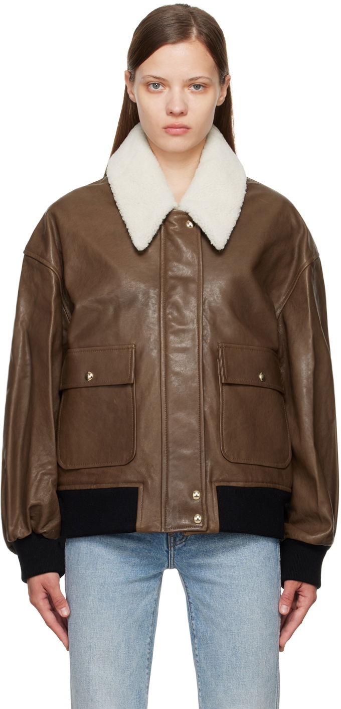 Jacka Khaite Brown 'The Shellar' Leather Jacket Brun | 6075729