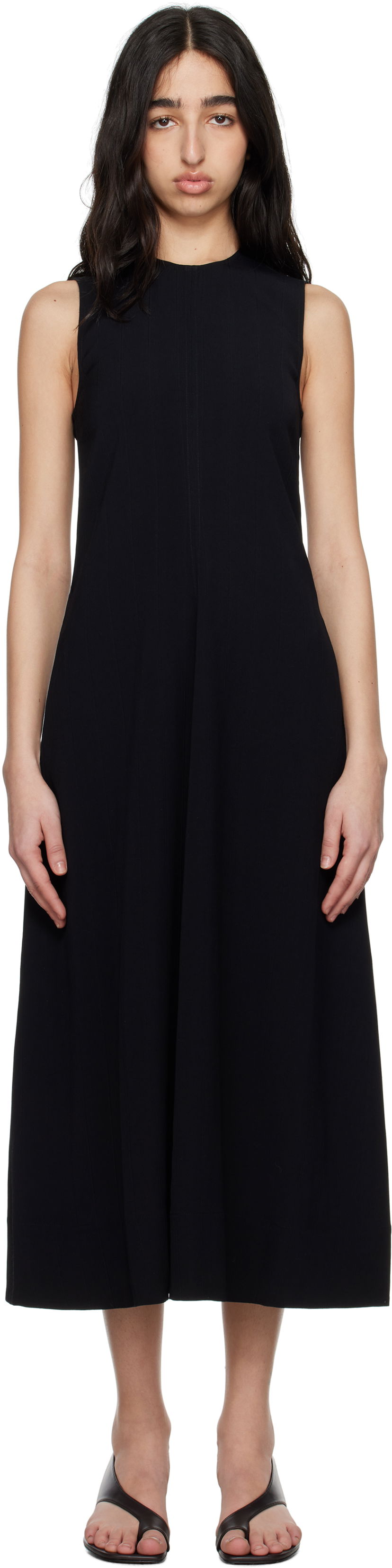 Klä TOTEME TOTEME Woven Stripe Maxi Dress Svart | 252-WRD0182-FB0192