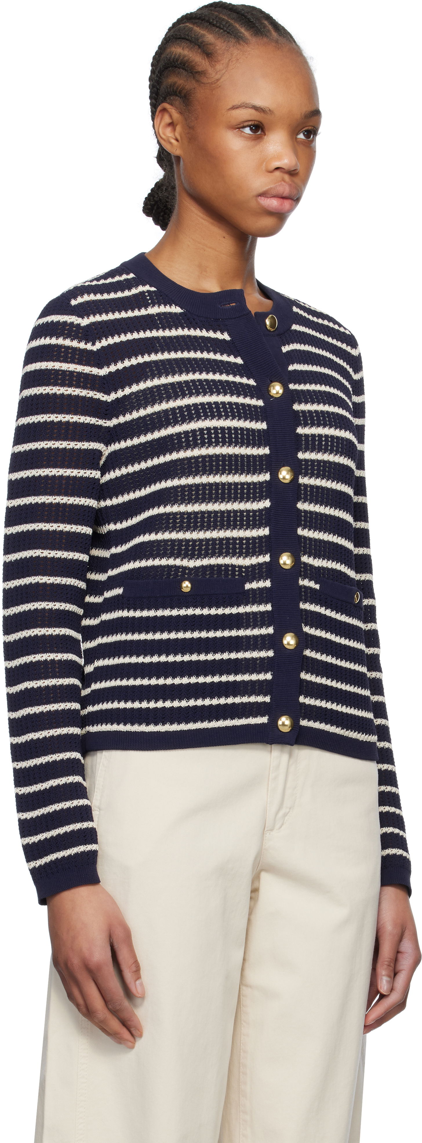 Sweater rag & bone rag & bone Viola Stripe Cardigan Mörkblå | WAS24S042TG42, 1