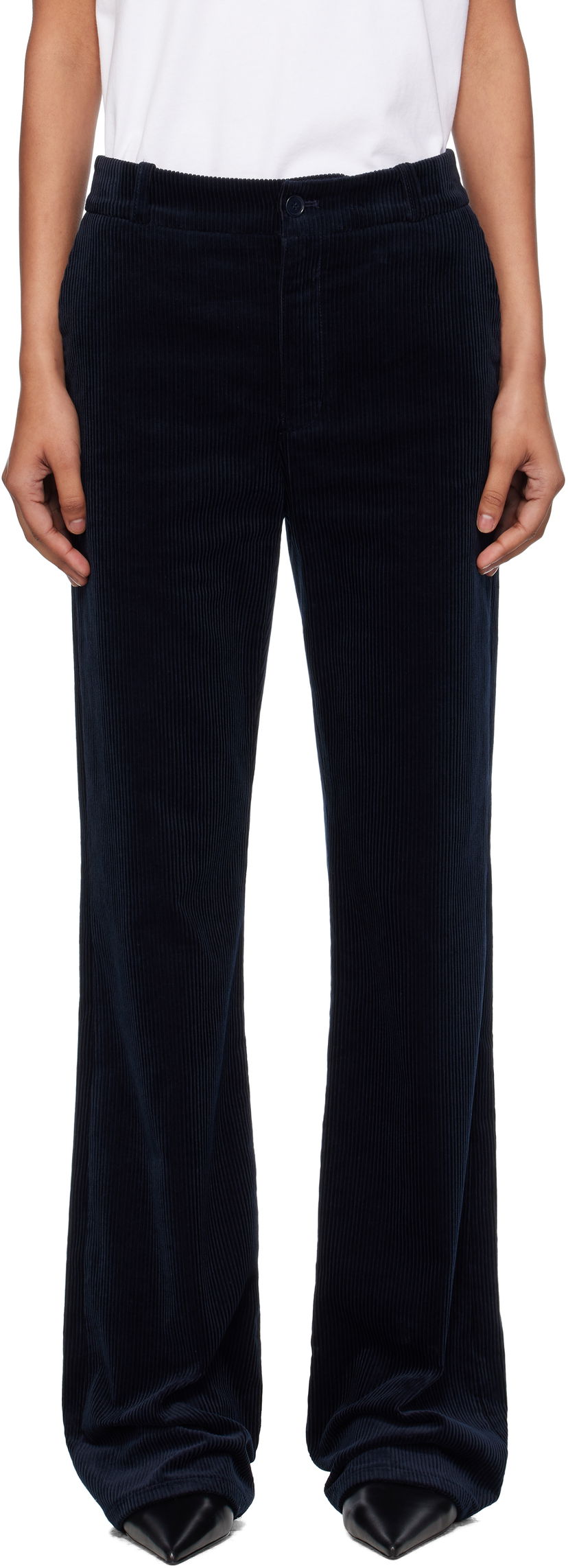 Byxor A.P.C. A.P.C. Rosemary Corduroy Flare Trousers Mörkblå | COHBB-F08502