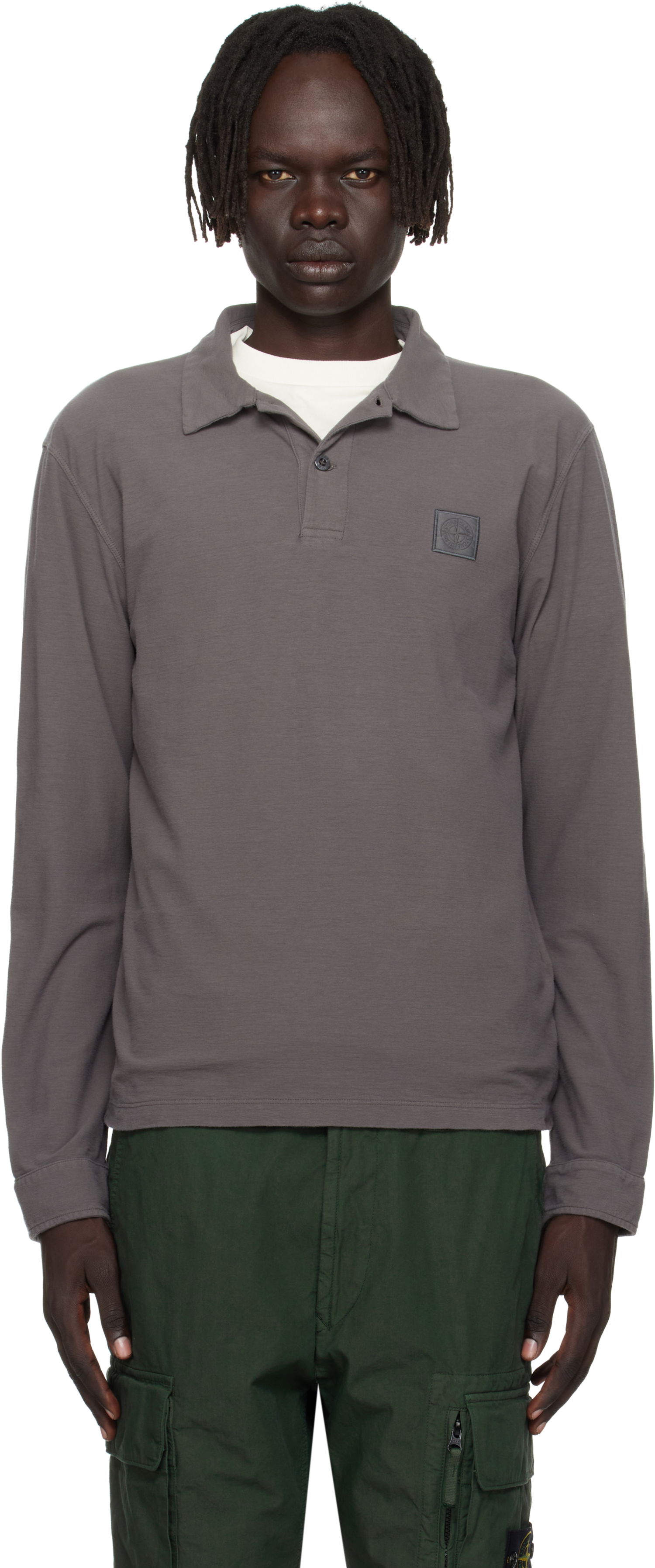 Polotröja Stone Island Stone Island Long Sleeve Cotton Jersey Polo Grå | K2S15 2200011 S0F11, 0