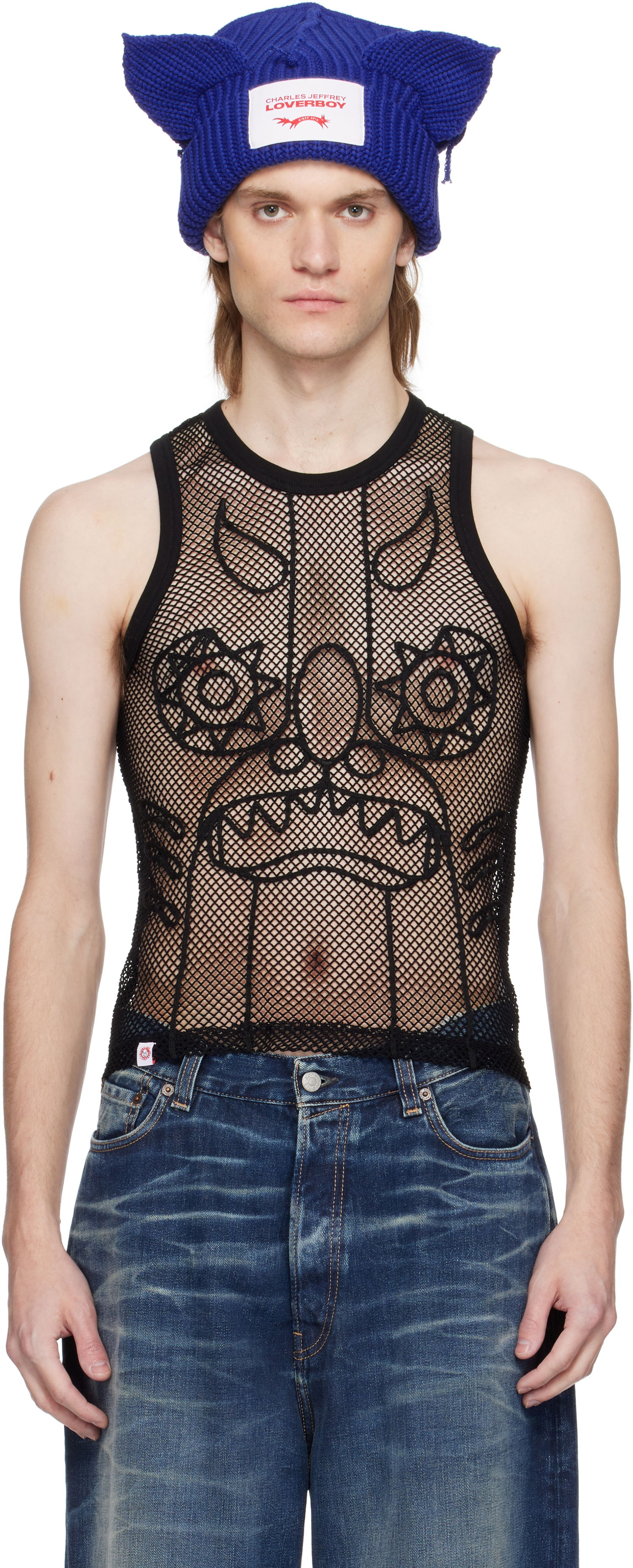 Linne Charles Jeffrey Loverboy Charles Jeffrey LOVERBOY Graphic Net Tank Top Blå | 54080301, 0