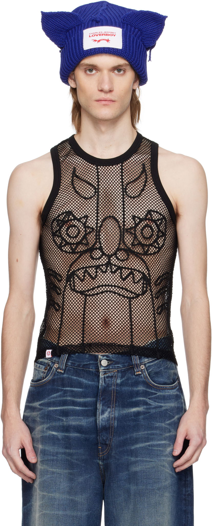 Linne Charles Jeffrey Loverboy Charles Jeffrey LOVERBOY Graphic Net Tank Top Svart | 54080301