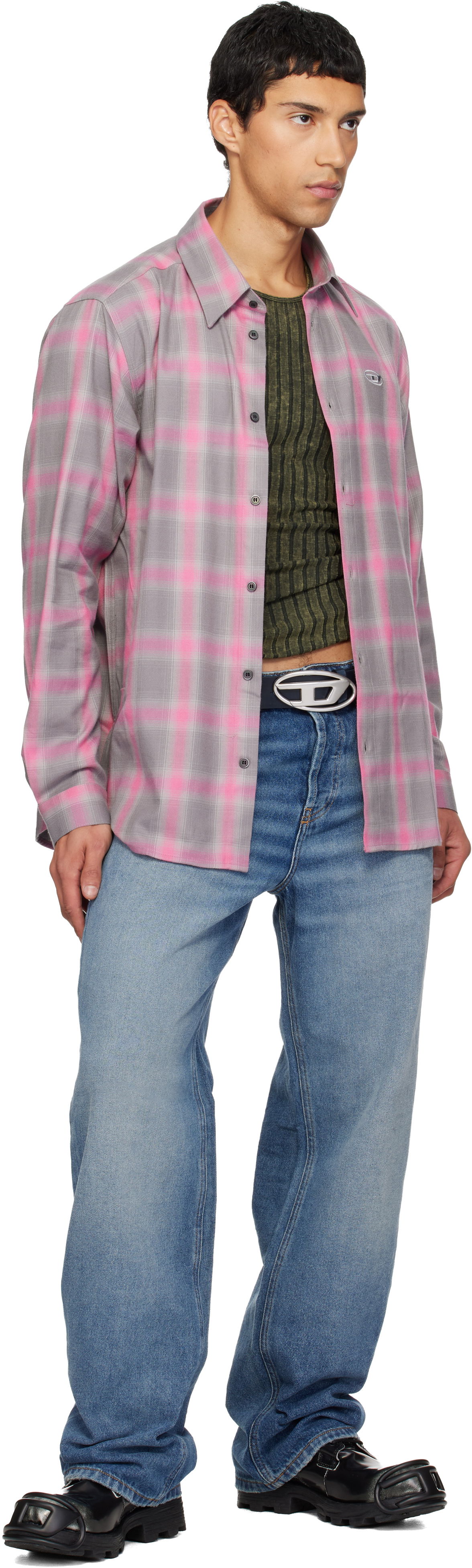 Bälten Diesel B-1dr Leather Belt with oval D-logo buckle Mörkblå | X08516-PR666-T6083, 1