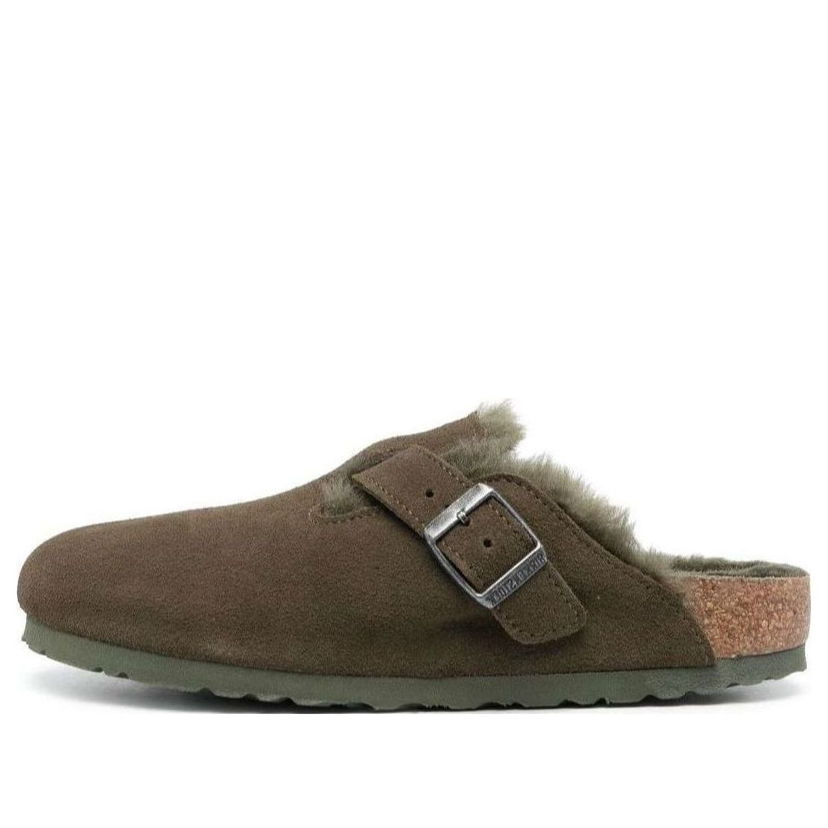Sneakers och skor Birkenstock Boston Shearling Suede Narrow Fit Slippers Grön | 1025667