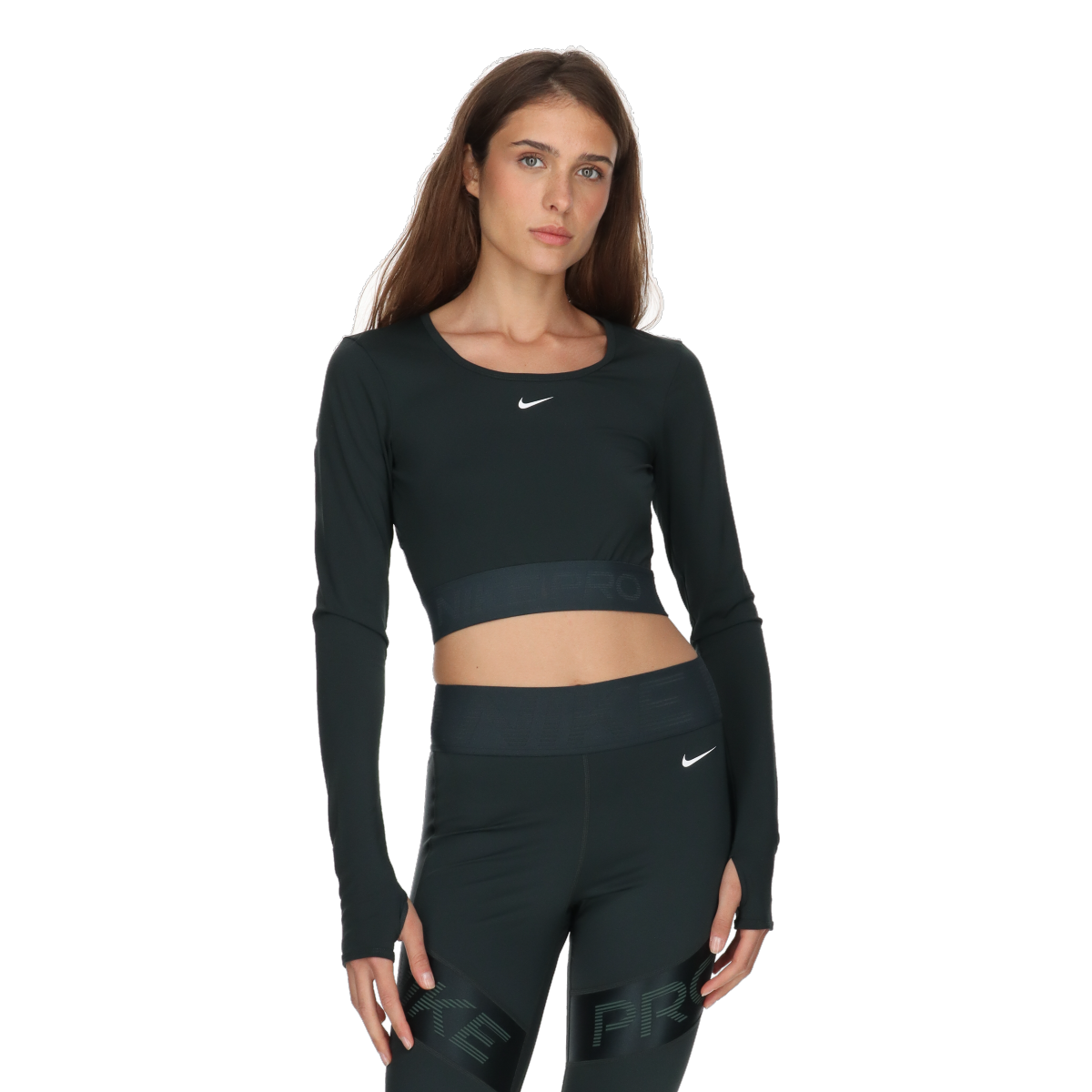 Crop top Nike Dri-FIT Pro GG Shine Long Sleeve Cropped Top Grön | HV9992-390, 0