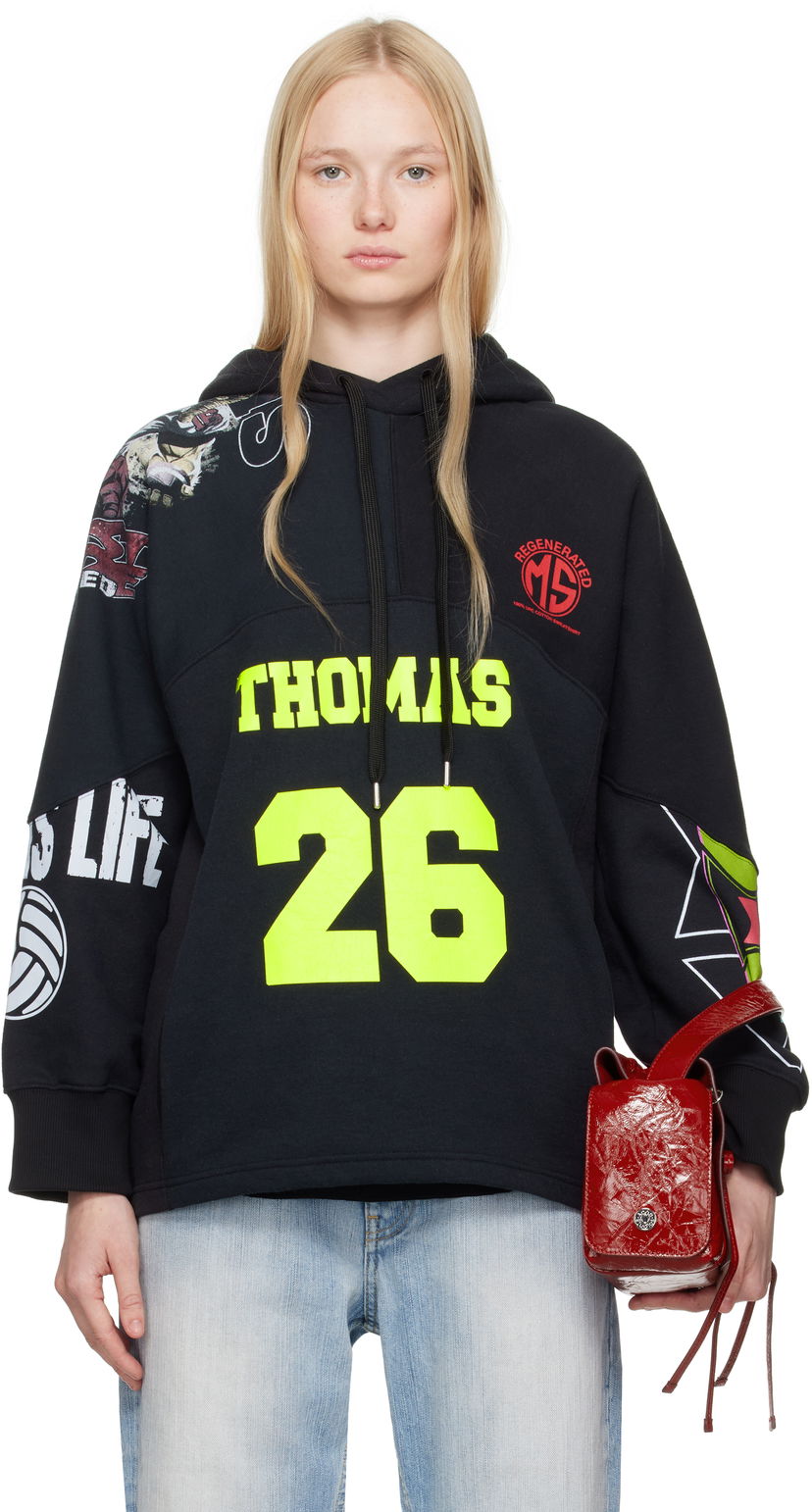 Sweatshirt Marine Serre Marine Serre Regenerated Graphic Hoodie Svart | UST025A UJER0007