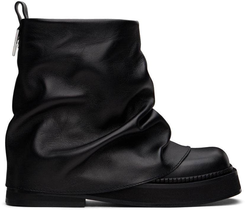 Rockar The Attico Attico Mini Robin Slouch Leather Boots Svart | 247WS832 L019