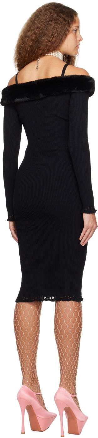 Klä Blumarine Blumarine Faux-Fur Trim Midi Dress Svart | A322A384B, 2