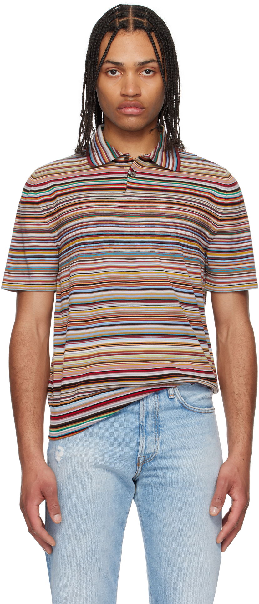 Polotröja Paul Smith Paul Smith Signature Stripe Knitted Polo Flerfärgad | M1R-270Y-P02682