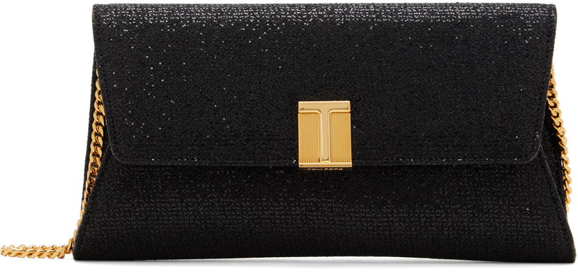 Axelväska Tom Ford Glitter Textured Fabric Bag With Chain Strap Svart | L1736-TSY053X
