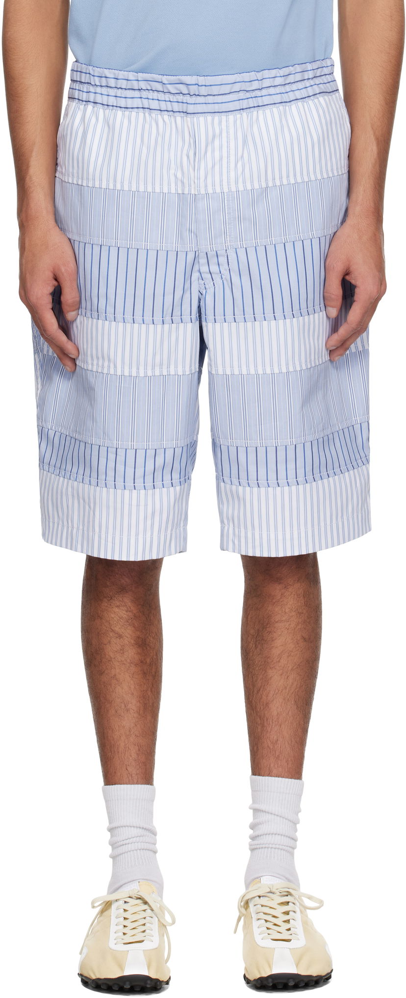 Shorts Comme des Garçons Comme des Garçons Shirt Yarn Dyed Stripe Poplin Shorts Blå | FO-P004-051