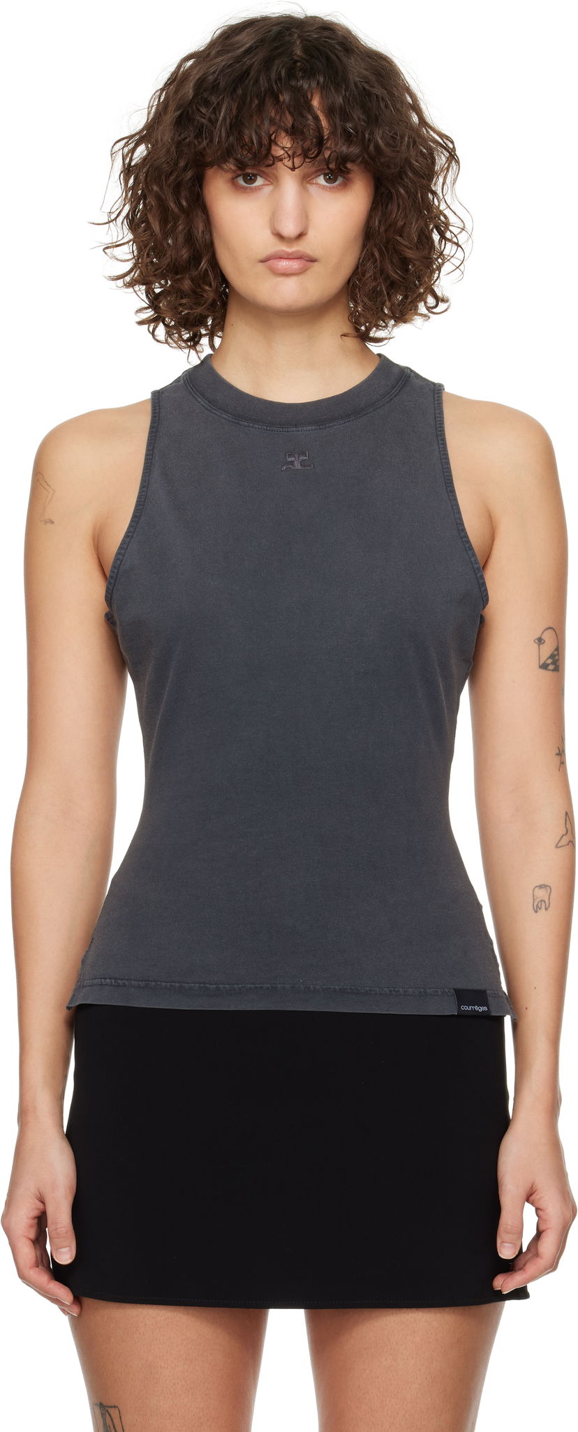 Linne Courrèges Courrèges Fitted Stonewashed Tank Top Grå | 125JDE094JS0110