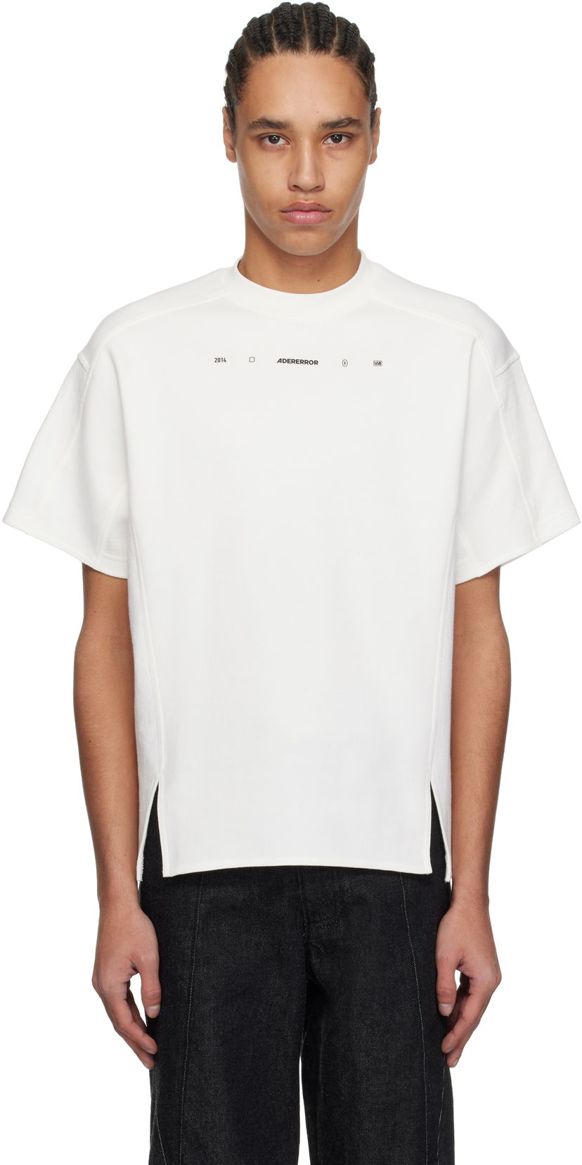 T-shirt ADER ERROR ADER error 0103 Split Hem T-Shirt Vit | BO01SSTS0103OW