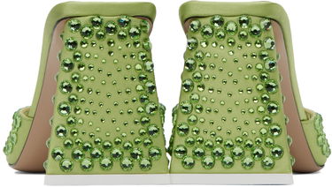 Tillbehör The Attico Attico Mini Devon Crystal-Embellished Satin Mules Grön | 241WS772 V015T, 1