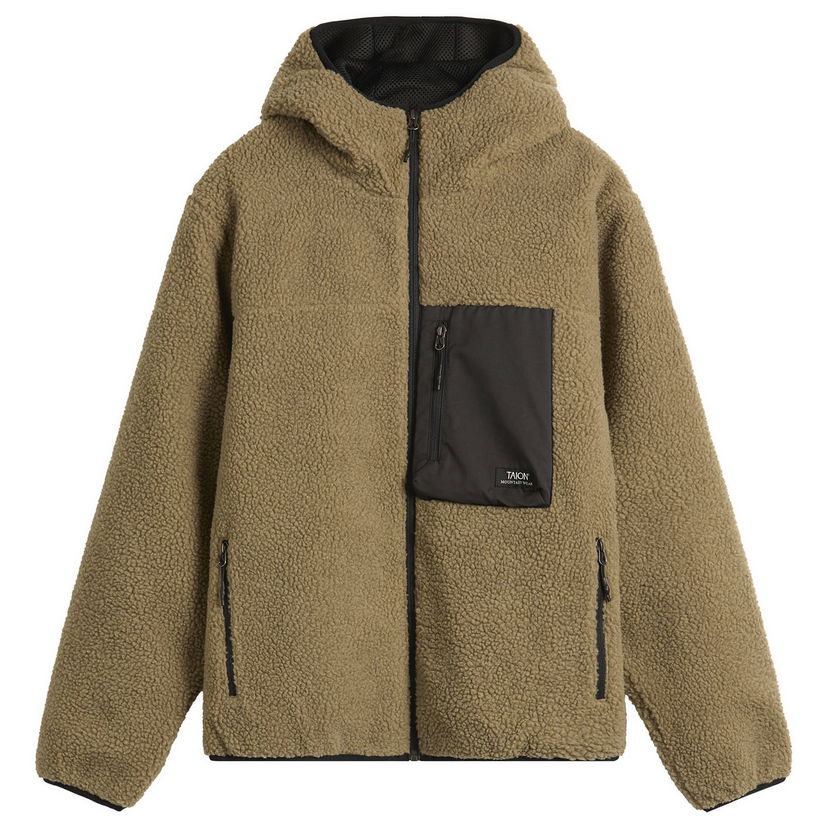 Jacka TAION Mountain Boa Hooded Fleece Jacket Beige | TAION-106NDMBMT-BEBK