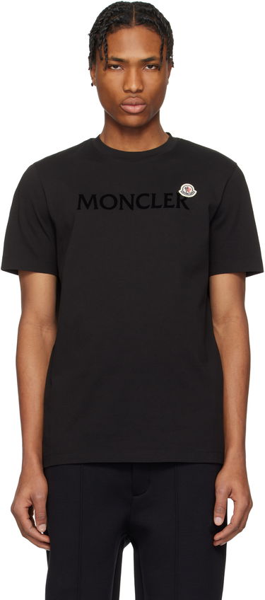T-shirt Moncler Moncler Flocked Logo Cotton T-Shirt Svart | K10918C000758390T, 0