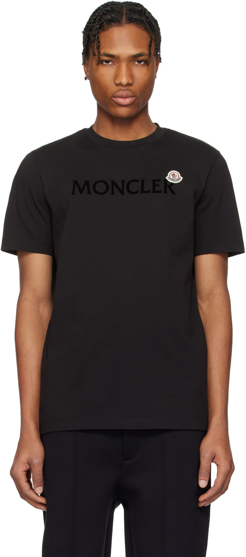 T-shirt Moncler Moncler Flocked Logo Cotton T-Shirt Svart | K10918C000758390T