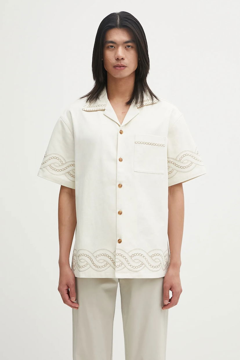 Skjorta Drôle de Monsieur Drôle de Monsieur La Chemise BrodEe Tresses Embroidered Shirt Vit | H.SH227.CO215
