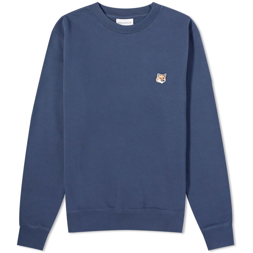 Sweater MAISON KITSUNÉ Patch Crewneck Mörkblå | LM00301KM0001-P476