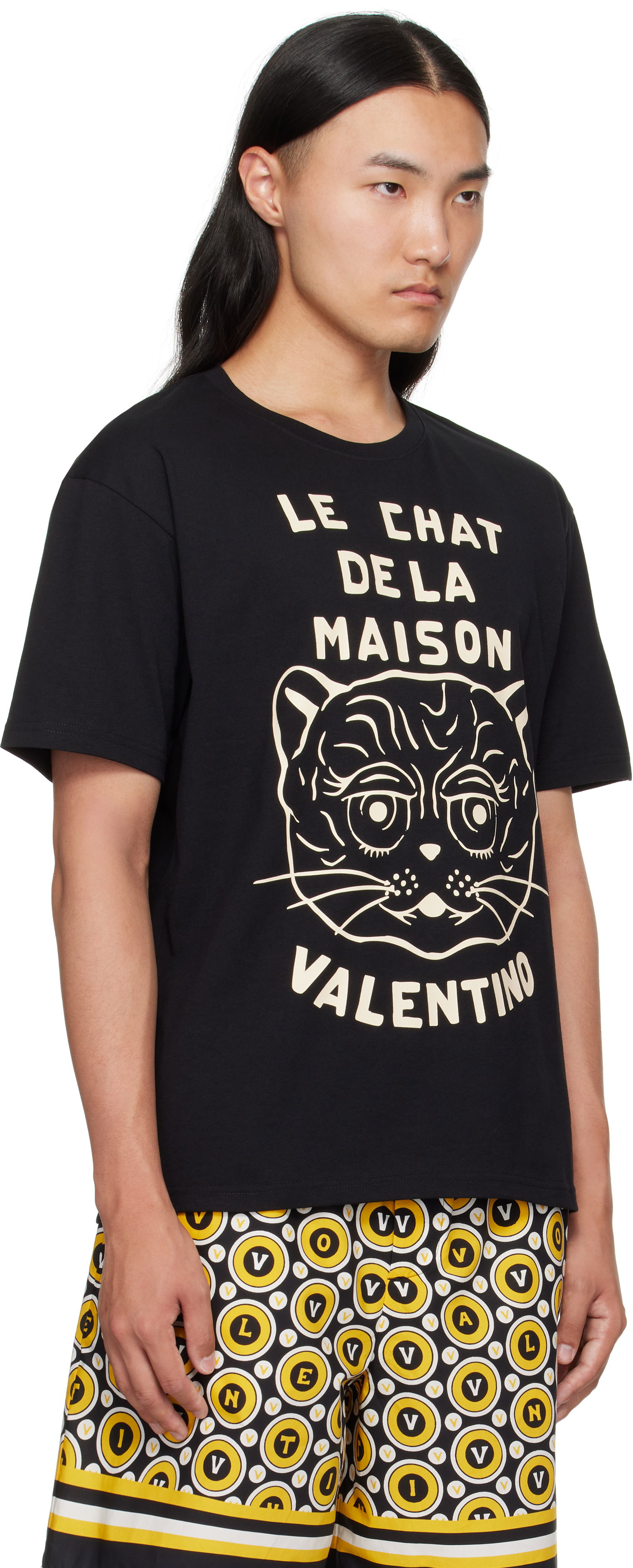 T-shirt Valentino Valentino 'Le Chat De La Maison' Cotton T-Shirt Svart | 7V3MG16PB32, 1