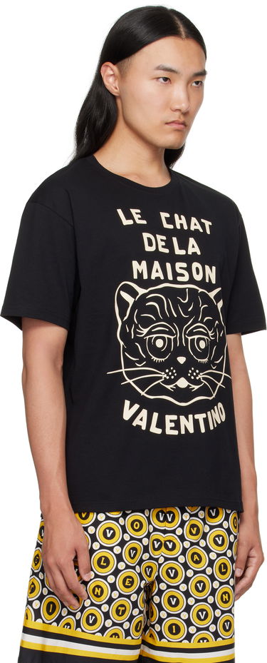 T-shirt Valentino Valentino 'Le Chat De La Maison' Cotton T-Shirt Svart | 7V3MG16PB32, 1