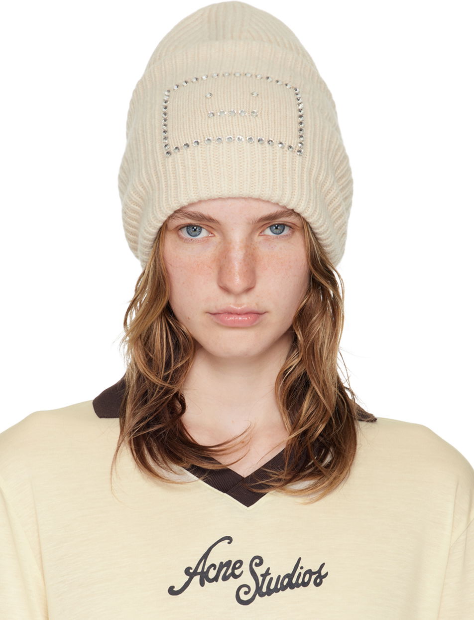 Mössa Acne Studios Beige Embellished Square Beanie Beige | C40367-, 0