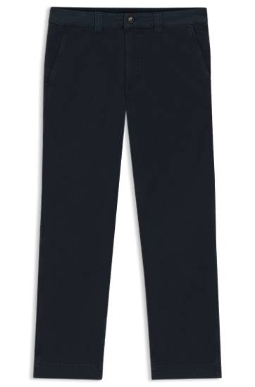 Byxor BOSS Stretch Cotton Twill Straight-Fit Trousers Mörkblå | 50542911