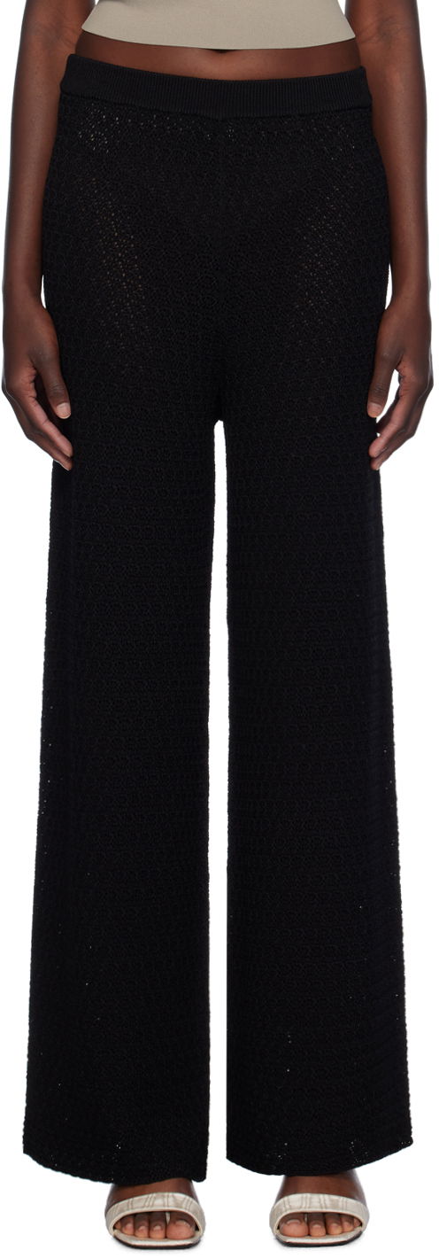 Byxor TOTEME Wide-Leg Knit Trousers Svart | 243-WRB0207-YA0040