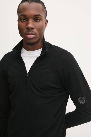 Sweater C.P. Company Lightweight Half-Zip Merino Wool Sweater Svart | 17CMKN193A005528A, 3