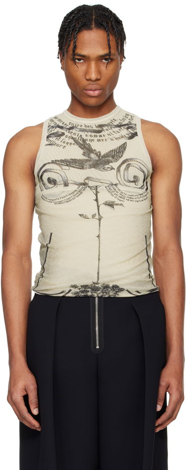 Linne Jean Paul Gaultier Jean Paul Gaultier 'The Tattoo Rose and Bird' Graphic Print Tank Top Beige | 25/34-F-DB054-T583-030030, 0