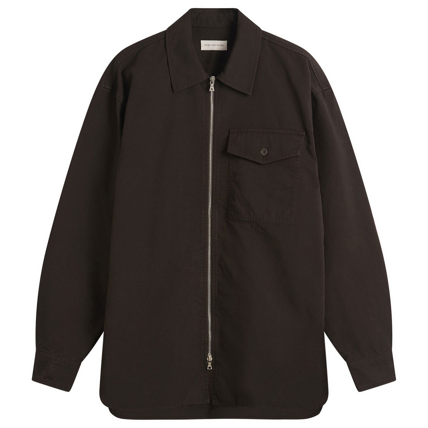 Jacka Dries Van Noten Dries Van Noten Overdyed Double Weave Cotton Shirt Jacket Brun | 252-020792-2101-703, 0