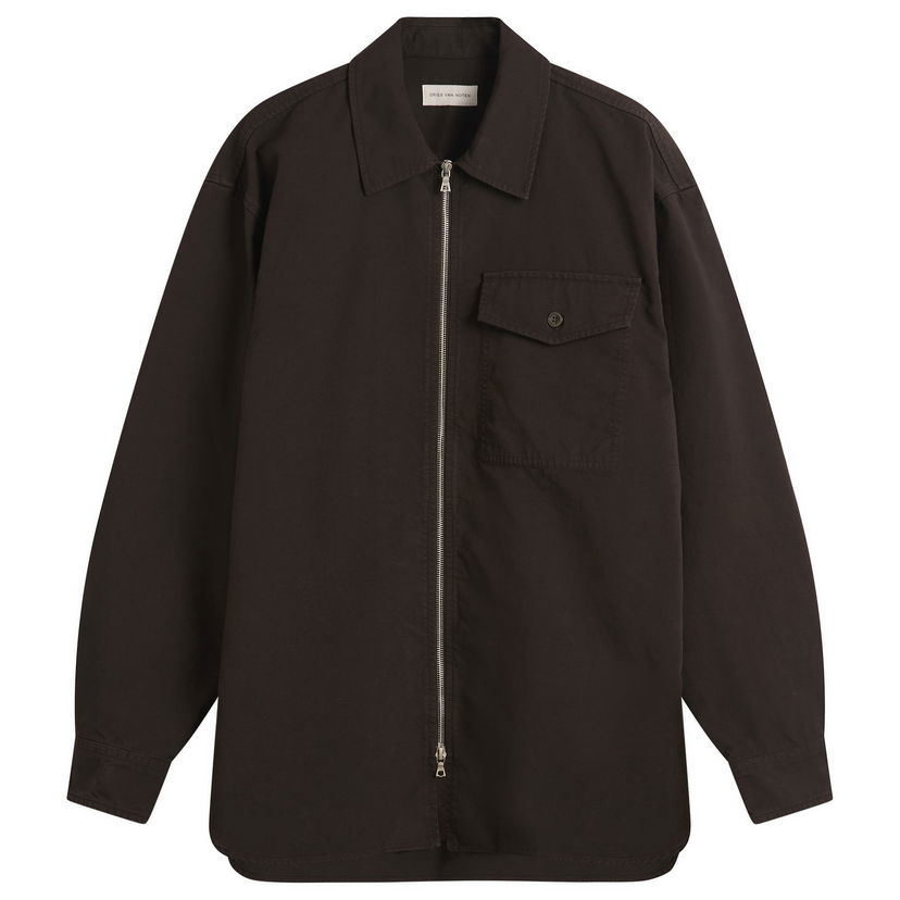 Jacka Dries Van Noten Dries Van Noten Overdyed Double Weave Cotton Shirt Jacket Brun | 252-020792-2101-703