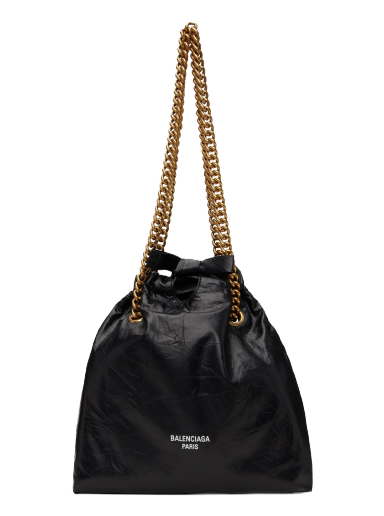 Tygpåse Balenciaga Small Crush Tote Bag Svart | 742942 210IT