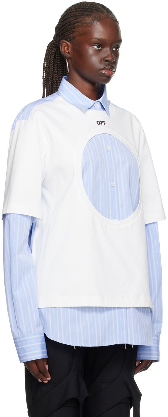 Skjorta Off-White Off-White Meteor Layered Shirt Vit | OWGE012F23FAB0010140, 1