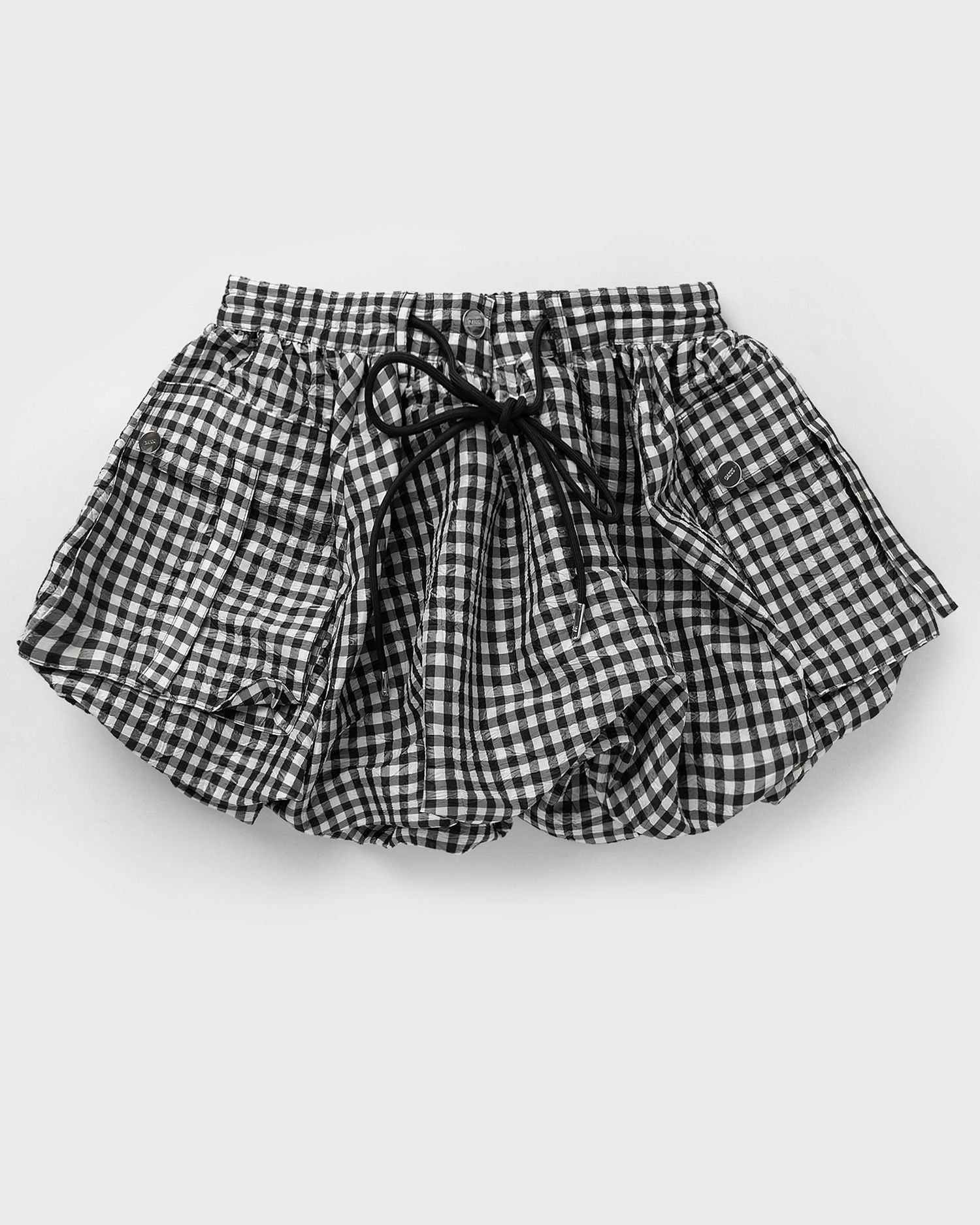 Kjol GANNI Crinkled Taffeta Gingham Mini Bubble Skirt Svart | W0465-099, 0