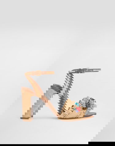 Tillbehör Dolce & Gabbana Dolce & Gabbana Frayed Raffia High-Heeled Sandals with Embellishments Beige | CR1890AM5548W059, 0