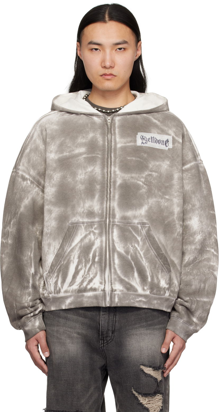Sweatshirt We11done We11done Muddy Zip-Up Hoodie Grå | WD-TJ0-25-819-U-BK