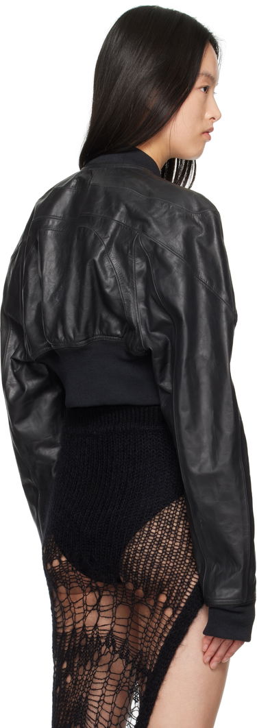 Bomberjacka Rick Owens Rick Owens Hollywood Girdered Cropped Leather Bomber Jacket Svart | RP01E7713 LTP, 2