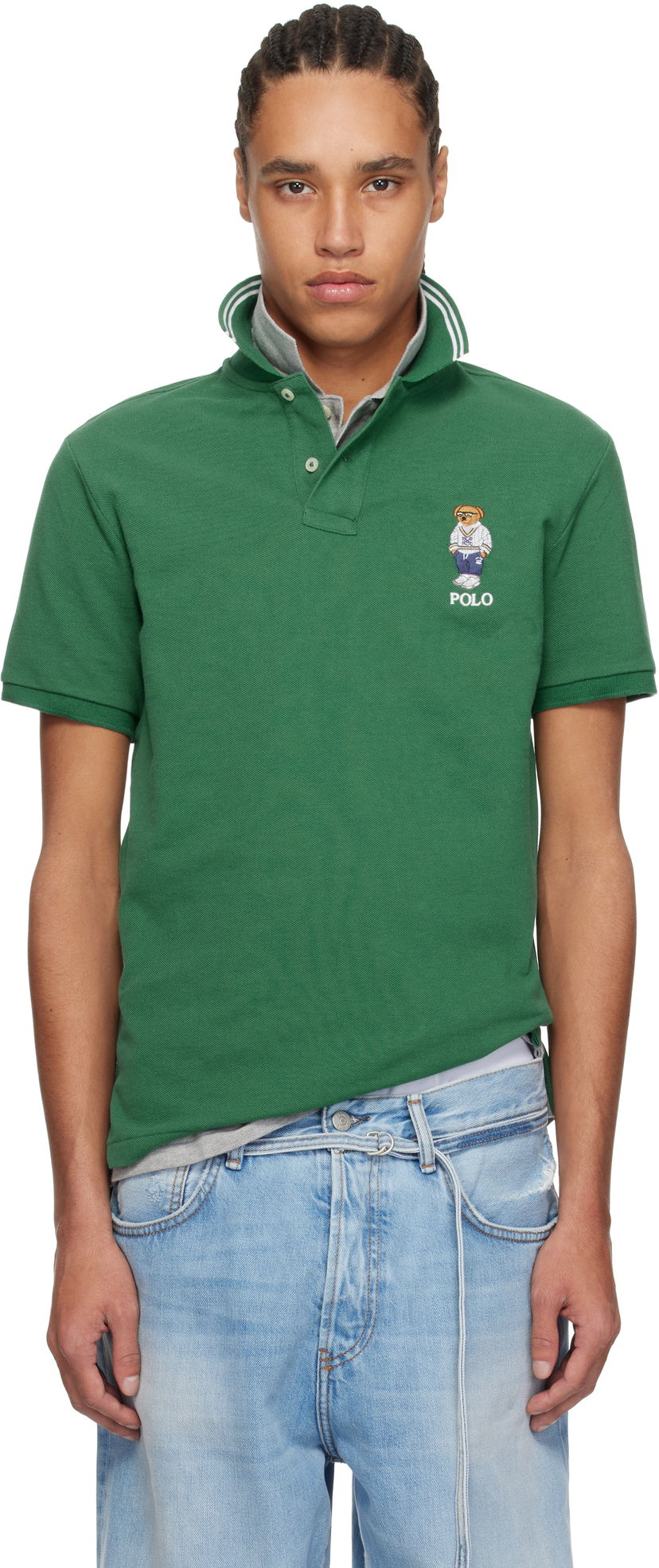 Polotröja Polo by Ralph Lauren Ralph Lauren Classic Fit Polo Bear Mesh Polo Grön | 710963817001