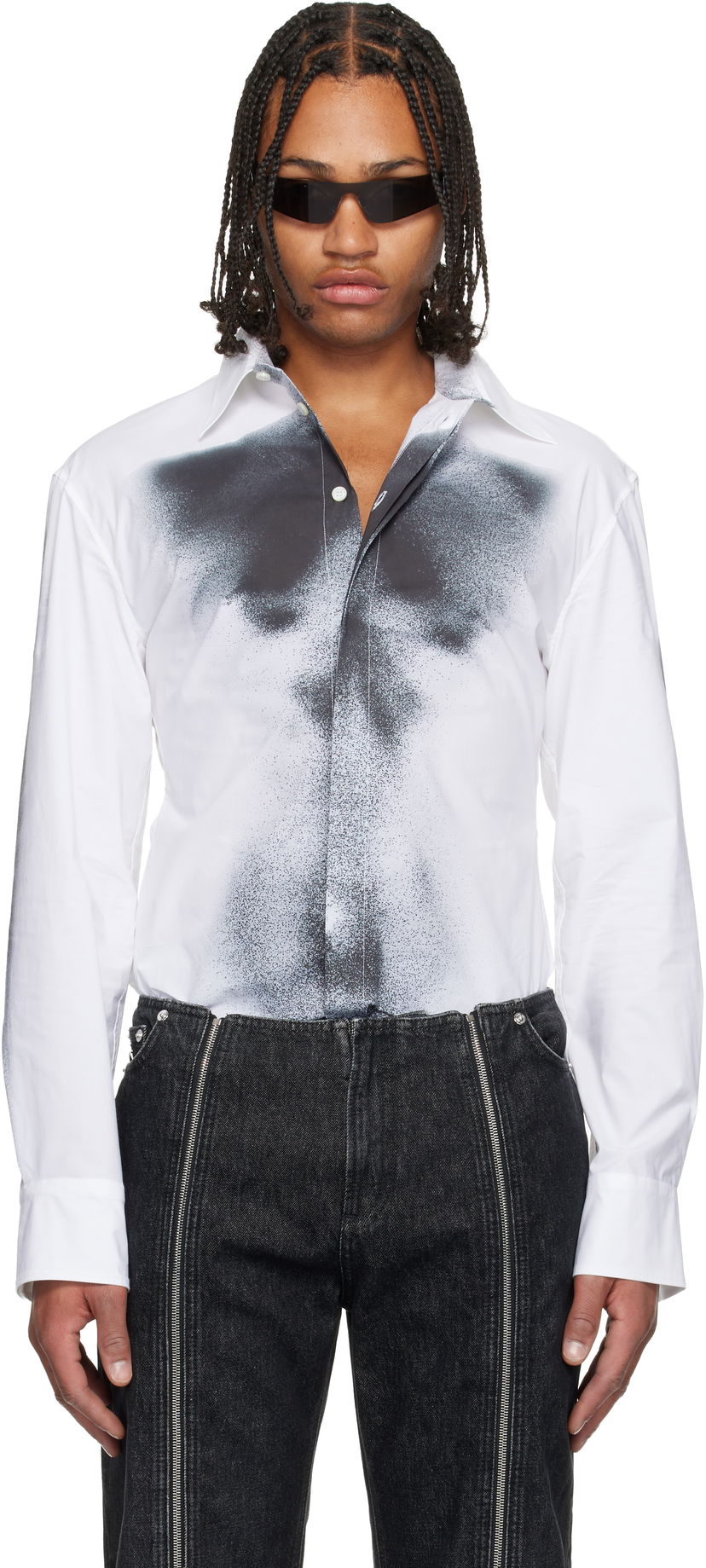 Skjorta Jean Paul Gaultier Jean Paul Gaultier Printed Body Dust Shirt Vit | 25/04-W-ST041-C071-0100