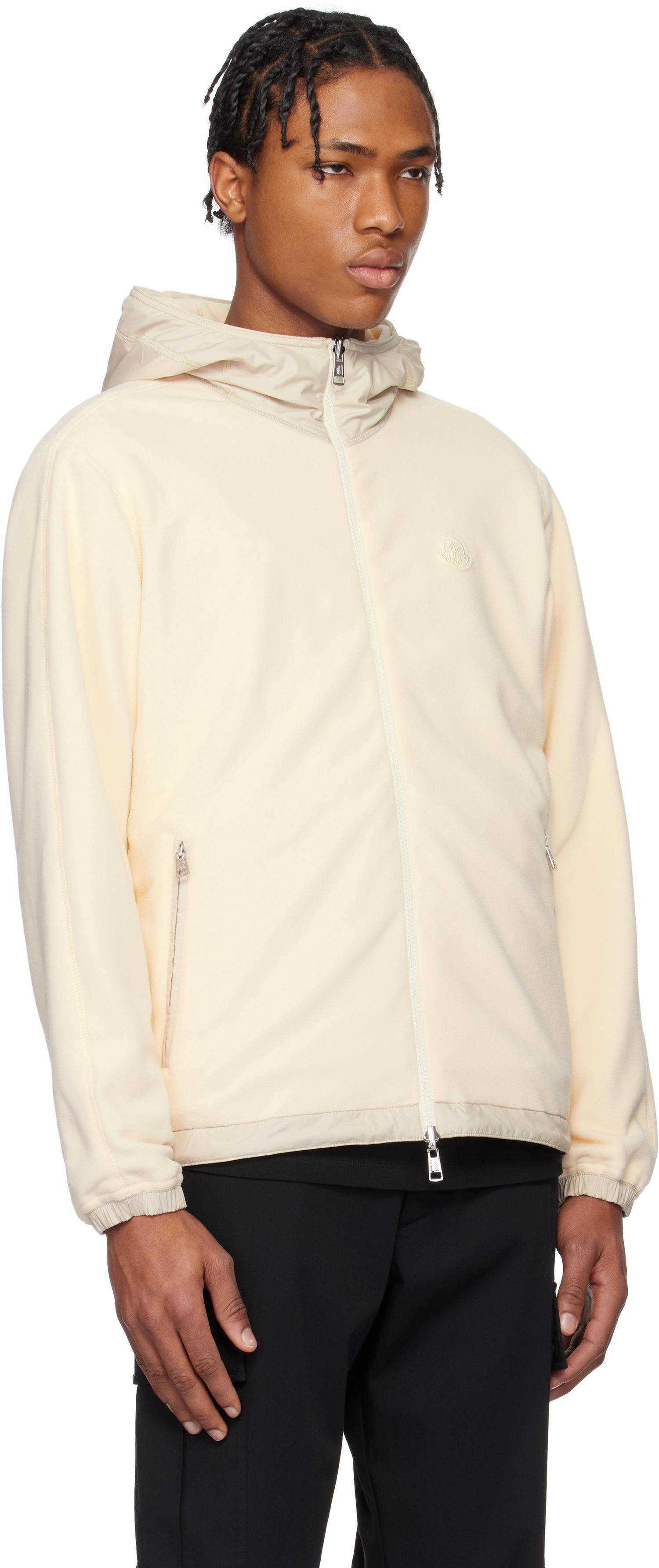 Sweatshirt Moncler Moncler Fleece Zip-Up Reversible Hoodie Beige | K10918G0002180093, 1